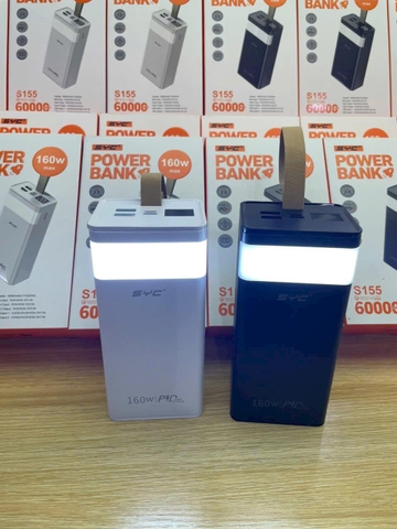 [SE370]Sạc dự phòng Syc 60000 mAH s155 sạc nhanh QC3.0 & PD