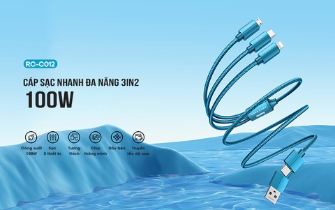 [SE160]Cáp sạc nhanh đa năng 3in2 100W Remax RC-C012