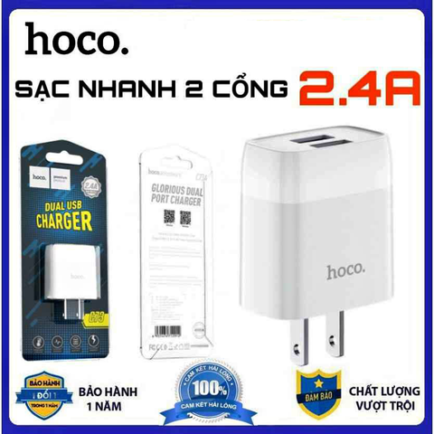 [SE33] Cóc sạc nhanh / Củ sạc nhanh Hoco C73 / C73A 2 cổng output USB 2.4A - CHÍNH HÃNG
