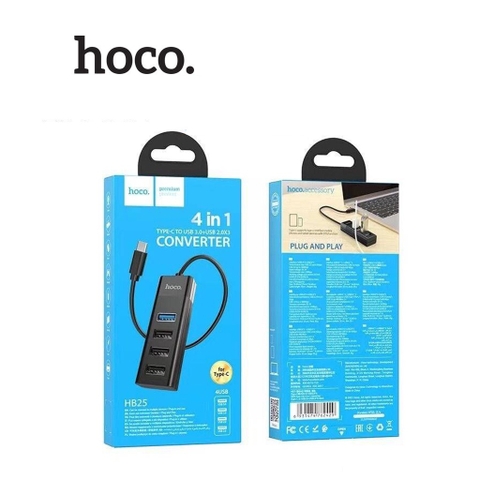 [SE113] Hub chuyển Hoco HB25 Type-C sang 4 cổng USB ( 1 USB 3.0 / 3 USB 2.0 ) vật liệu TPE cao cấp siêu nhẹ