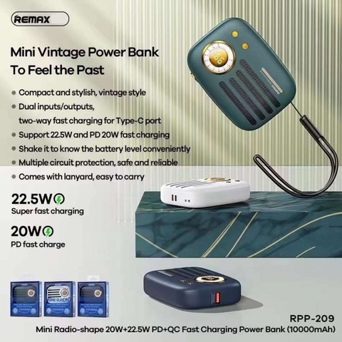[SE280]Pin Sạc Dự Phòng Sạc Nhanh 22.5W Remax Rpp-209 10.000Mah