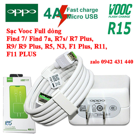 [SE50] Bộ sạc nhanh Oppo VOOC R15 - 5V 4A - (Micro-USB)
