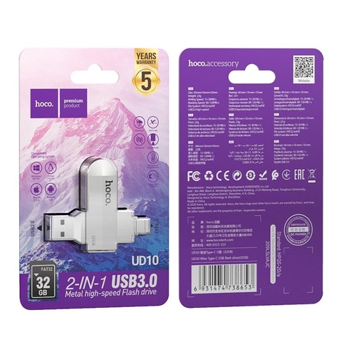 [SE128][32G]USB 3.0 OTG Hoco UD10 Wise 32GB cổng TypeC và USB 3.0