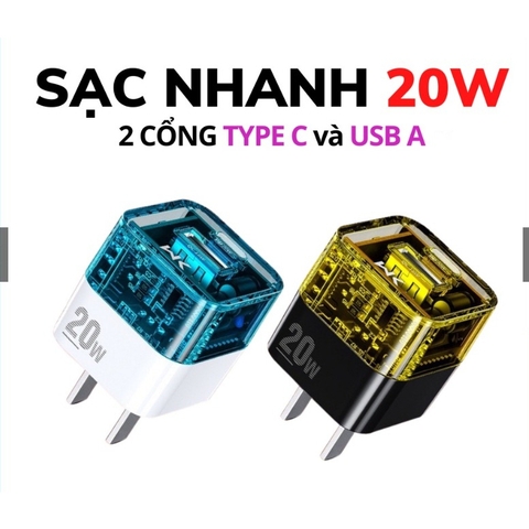 [SE99]Cốc sạc nhanh PD 20W trong suốt Wekome WK WP-U149