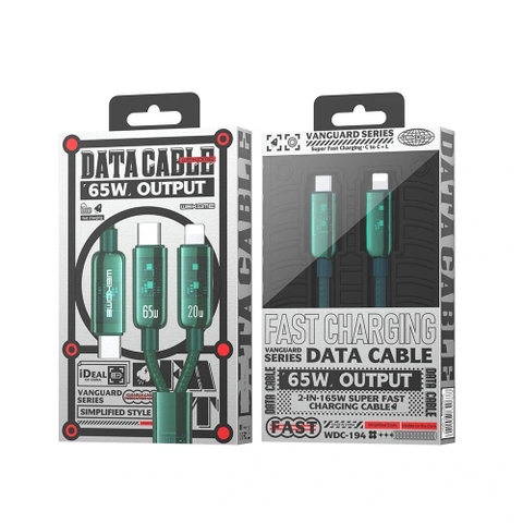 [SE85] Cáp Wekome Vanguard 2in1 WDC-194 65W PD Type C siêu bền sạc nhanh đồng thời nhiều thiết bị
