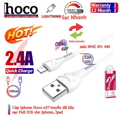 [SE15]Cáp sạc Iphone hoco x37 5V 2.4A