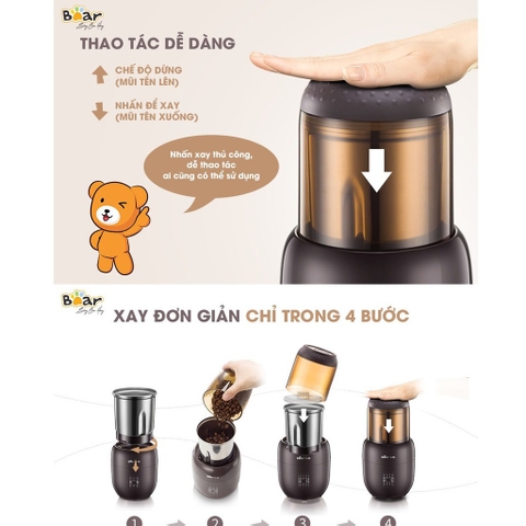 Máy Xay Hạt Và Thực Phẩm Khô BEAR FSJ-A03D1 - Hàng Chính Hãng