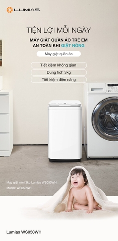 Máy giặt mini chức năng giặt nhiệt độ cao Lumias WS050WH
