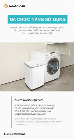 Máy giặt mini chức năng giặt nhiệt độ cao Lumias WS050WH