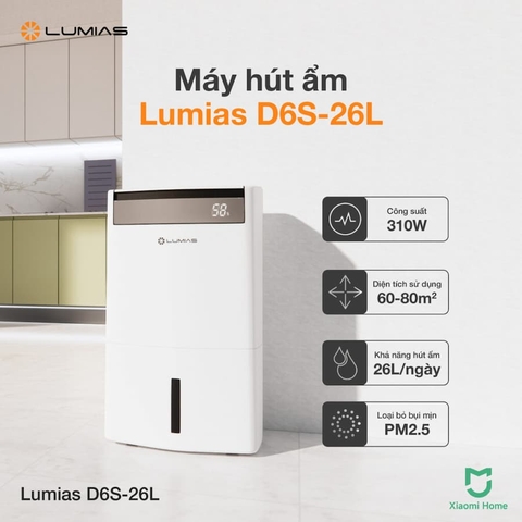 Máy hút ẩm kiêm lọc không khí 26L Lumias D6S-26L