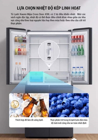 Tủ Lạnh Xiaomi Mijia Cross Door 430L | BCD-430WMSA | Có Ngăn Đông Mềm