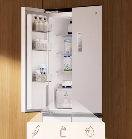Tủ lạnh 4 cánh Xiaomi Mijia 439L – Thiết kế siêu mỏng, màu trắng tinh tế, 18 ngăn chứa đa dạng
