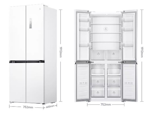 Tủ lạnh 4 cánh Xiaomi Mijia 439L – Thiết kế siêu mỏng, màu trắng tinh tế, 18 ngăn chứa đa dạng