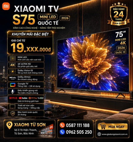 Xiaomi TV S 75 Mini LED 75 Inch 2026 - Bản Quốc Tế
