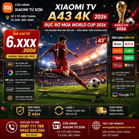 Google Tivi Xiaomi A43 inch 2026 4K|60Hz|2GB|8GB – Chính hãng Quốc Tế
