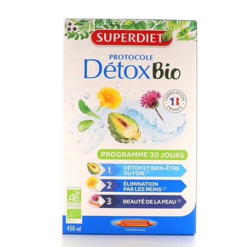 Thải Độc Gan Thận Da Superdiet Protocole Detox Bio (30 ống)