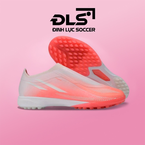 Giày Bóng Đá F50 Hyperfast Elite Laceless Đỏ Hồng Trắng Không Dây TF