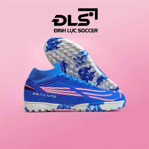 Giày Bóng Đá Việt Nam Superfly 10 Cổ Cao Xanh Coban Vạch Hồng TF