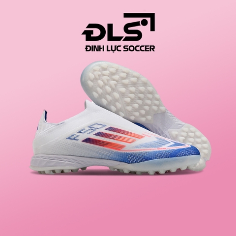 Giày Bóng Đá Adidas F50 Elite Laceless Trắng Xanh Euro 2024 TF