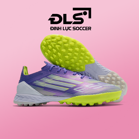 Giày Bóng Đá Adidas F50 Elite Tím Vạch Xanh Lá Lưỡi Gà Cố Định TF