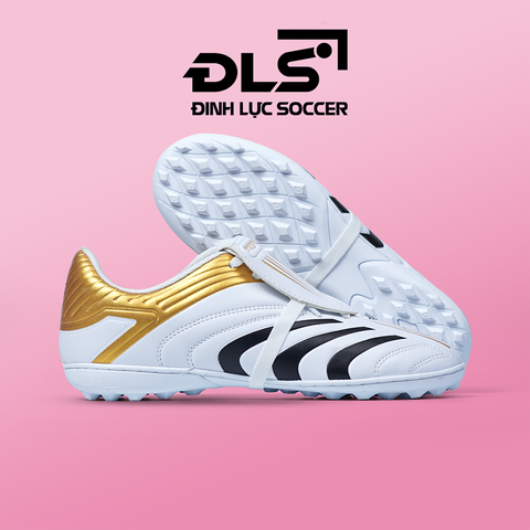 Giày Bóng Đá Việt Nam Predator Trắng Gót Vàng Vạch Đen Lưỡi Gà Gập TF