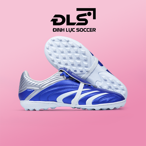 Giày Bóng Đá Việt Nam Predator Xanh Dương Vạch Trắng Lưỡi Gà Gập TF