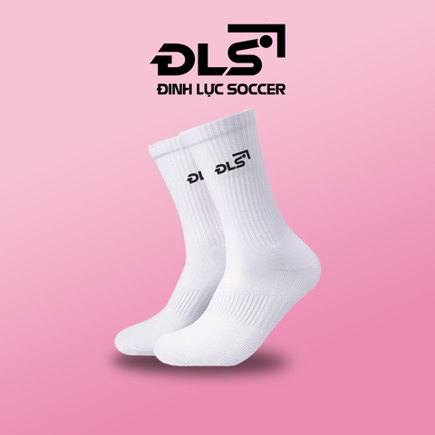 Tất Dệt Kim Cao Cấp ĐLS Cổ Cao Logo Thêu Sắc Nét - Trắng