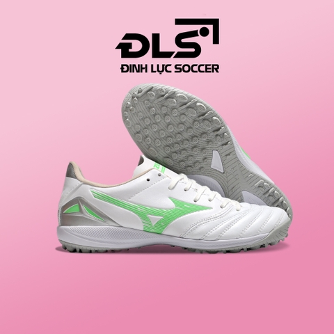 Giày Bóng Đá Mizuno Morelia Neo 4 Pro AS Trắng Bạc Vạch Xanh Lá Đế Đệm TF