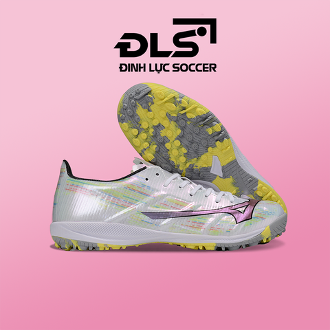 Giày Bóng Đá Mizuno Alpha II Elite Trắng Vạch Hologram Đế Rằn Ri TF