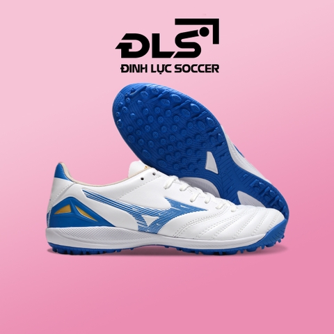 Giày Bóng Đá Mizuno Morelia Neo 4 Pro AS Trắng Vạch Xanh Biển Đế Đệm TF