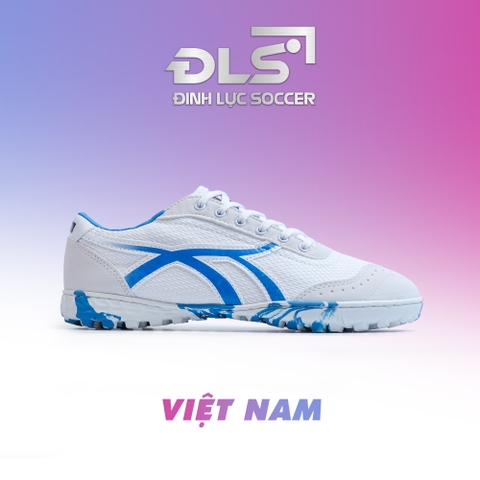 Giày Bóng Đá Bata Ráp Đế Vapor Trắng Xanh Biển TF