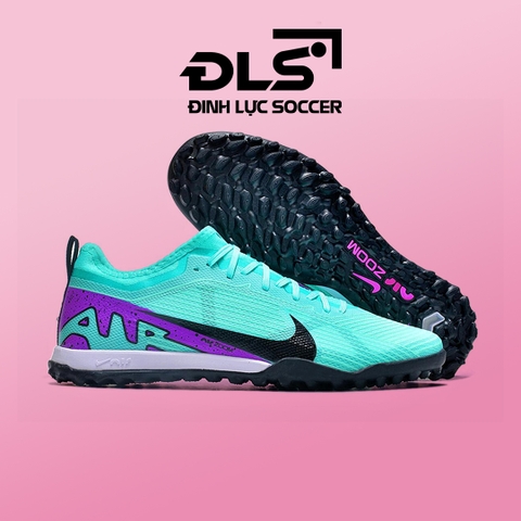Giày Bóng Đá Nike Mercurial Vapor 15 Pro Xanh Ngọc Gót Tím Cổ Lửng TF
