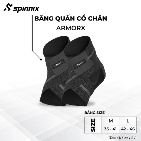 Băng cổ chân Spinnix ArmorX – Mỏng nhẹ, hai lớp bảo vệ mắt cá, chống lật cổ chân, ngừa bong gân