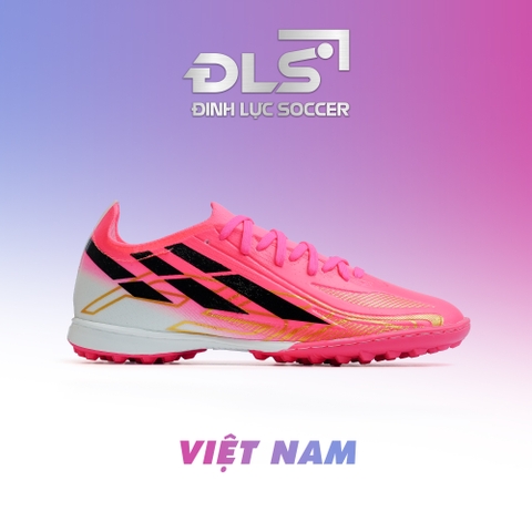 Giày Bóng Đá Việt Nam Winbro F50 Lưỡi Gà Liền Hyperfast Đỏ Hồng Gót Trắng Bản Vải Dệt TF