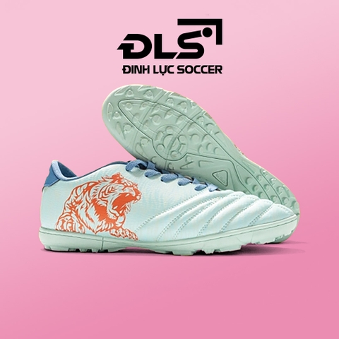 Giày Bóng Đá Wika TIGER X Xanh Cam Da Nhăn Siêu Nhẹ TF