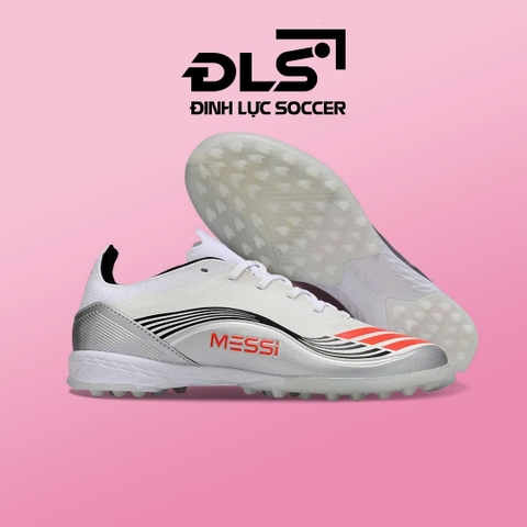 Giày Bóng Đá Adidas F50 Elite MESSI Trắng Xám Vạch Đỏ TF