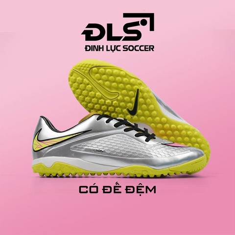 Giày Bóng Đá Nike Hypervenom Phelon Neymar Bạc Vạch Hồng Loại Đẹp Có Đệm TF