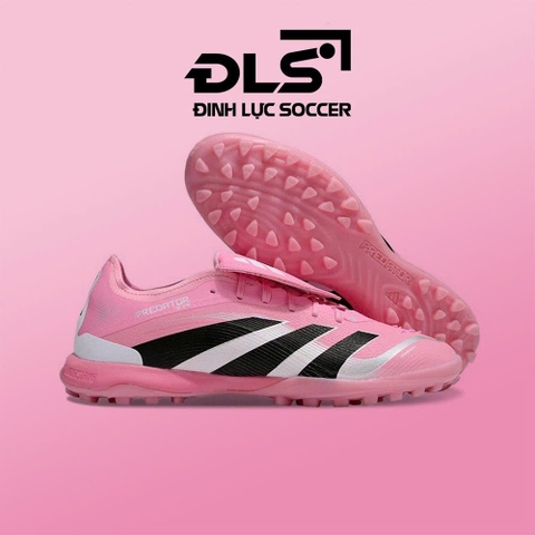 Giày Bóng Đá Adidas Predator 25 Elite Hồng Trắng Vạch Đen Lưỡi Gà Gập TF