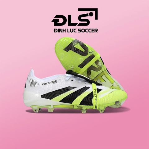 Giày Bóng Đá Adidas Predator 25 Elite Tongue Trắng Đế Xanh Chuối Lưỡi Gà Gập FG