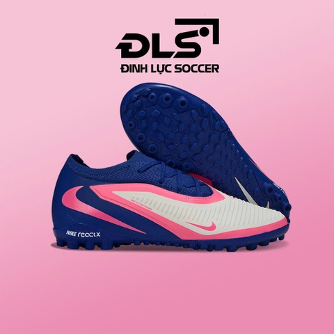 Giày Bóng Đá Nike Phantom 6 Pro Xanh Trắng Vạch Hồng Cổ Lửng TF