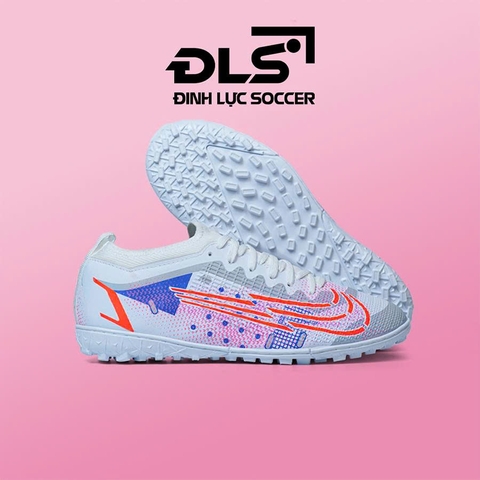 Giày Bóng Đá Việt Nam Vapor 14 Elite Cổ Cao Trắng Xanh Vạch Cam TF