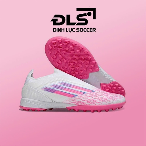 Giày Bóng Đá Adidas F50 Elite Laceless Trắng Vạch Hồng Không Dây TF
