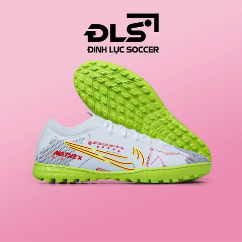 Giày Bóng Đá Việt Nam Vic 6 Elite Trắng Vạch Cam Lưỡi Gà Liền Vải Dệt Phủ Keo TF
