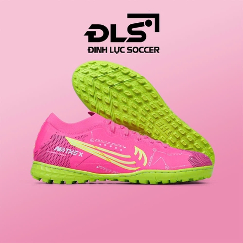 Giày Bóng Đá Việt Nam Vic 6 Elite Hồng Vạch Chuối Lưỡi Gà Liền Vải Dệt Phủ Keo TF