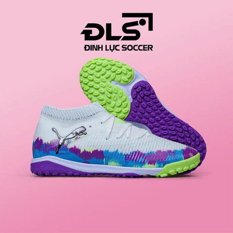 Giày Bóng Đá Puma Future 8 Ultimate Trắng Xanh Tím Loang Cổ Lửng TF