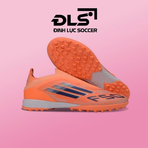 Giày Bóng Đá Adidas F50 Elite Laceless Cam Vạch Xanh Biển Không Dây TF