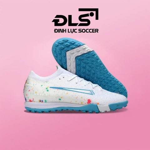 Giày Bóng Đá Mercurial Vapor 16 Elite Trắng Đế Xanh Vẩy Sơn Cổ Lửng TF