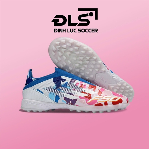 Giày Bóng Đá Adidas F50 Elite Laceless Bape Xanh Hồng Không Dây TF