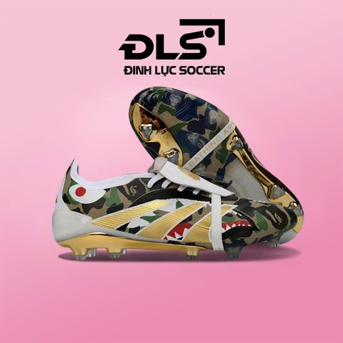 Giày Bóng Đá Adidas Predator 25 Elite Lưỡi Gà Gập BAPE Xanh Lá Rằn Ri FG