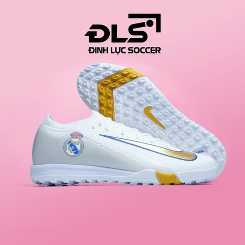 Giày Bóng Đá Nike Mercurial Vapor 16 Elite Real Madrid Trắng Vàng Cổ Lửng TF